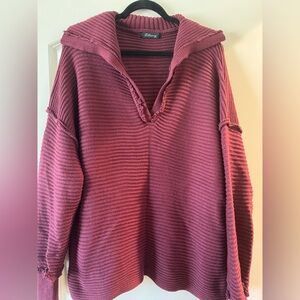 Women's Ribbed Knit Sweater - Pink